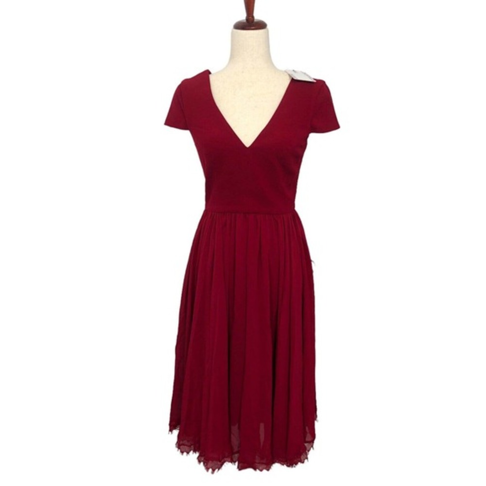 NEW Dress The Population Women's Corey Dress Small Garnet-Maroon Fit & Flare